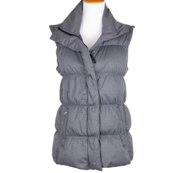 Athleta Limber Down Convertible Puffer Jacket Vest Gray Goose Down Size M - Picture 14 of 14